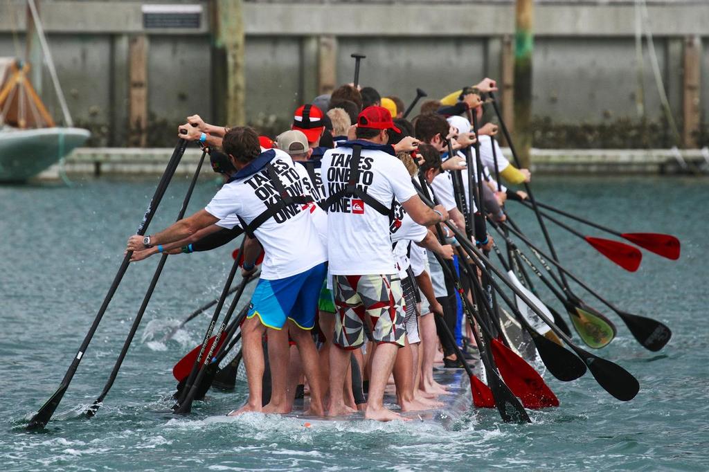  - New provisional World SUP mark set on the Lancer AirDock SUP - Auckland On The Water Boat Show - September 27, 2014  © Richard Gladwell www.photosport.co.nz